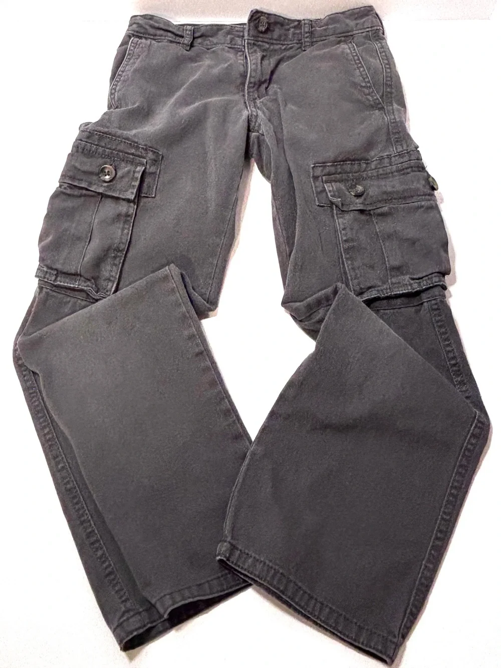 Charcoal Boy’s Cargo Pants with Button Flap Pockets Old Navy Size 8